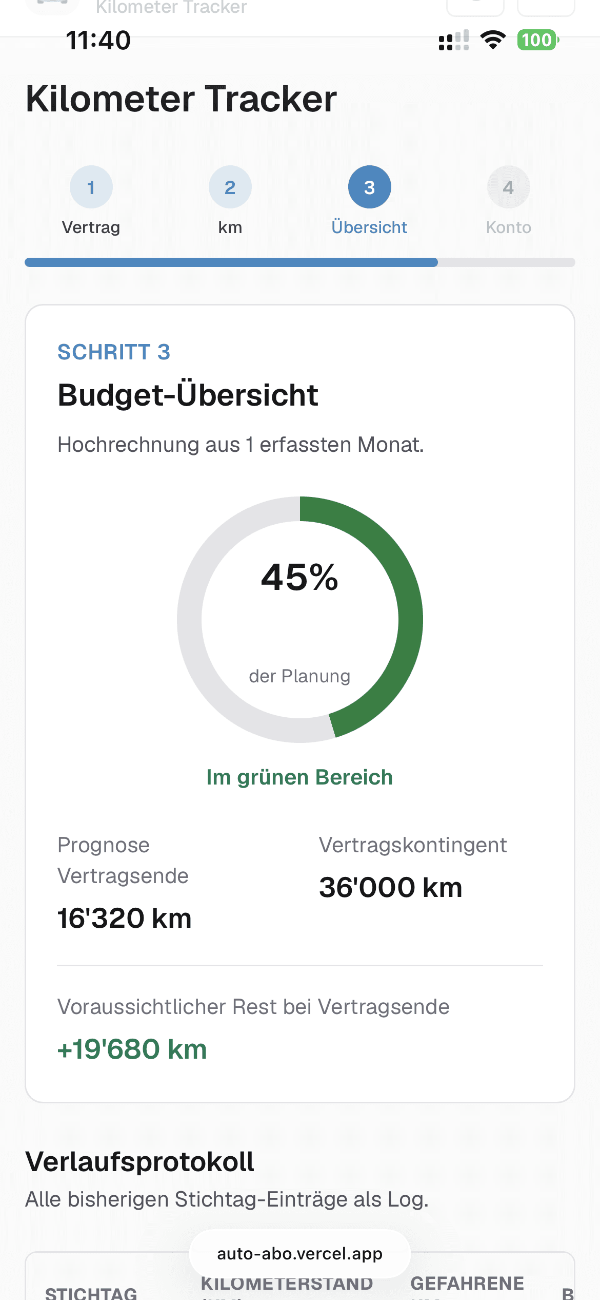 Screenshot: Übersicht behalten